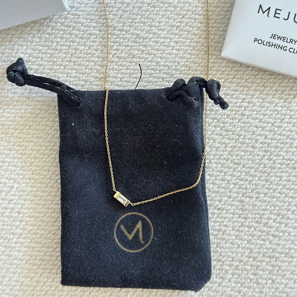 Mejuri 14k gold mini baguette diamond necklace